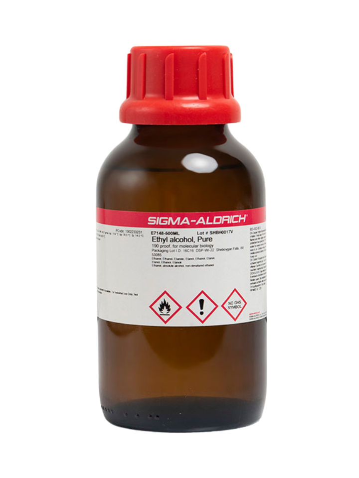 Alcohol etilico 95% para biologia molecular, botella 500 ml